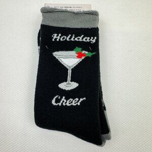 Muk Luks Mens Holiday Cheer Thermal Crew Socks MartiniSize 9-12 Acrylic Polyeste